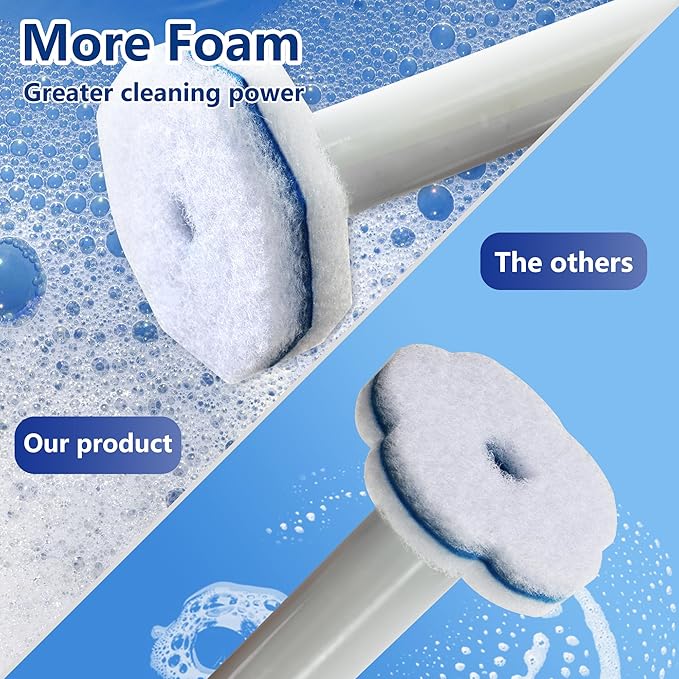 80 Count Toilet Wand Refills for Clorox Disposable Toilet Brush Head with Rich Foaming Extra Thick Triple-layer Refills Strong Cleaning &amp Scrubbing Power Disposable Toilet Cleaning System