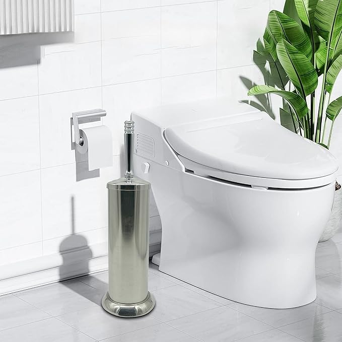 Silver Chrome Toilet Bowl Brush with Holder with Removable lastic Liner Durable Bathroom Cleaning Tool Bathroom Cleaner Brush for Efficient Cleaning and Hygiene