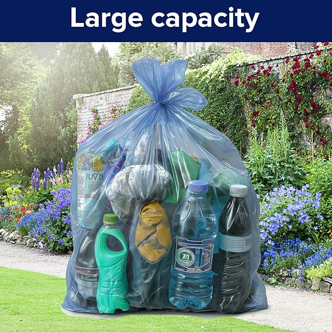 Generic Large 45-50 Gallon Heavy Duty Trash Can Bags|2 Mil |Blue Thickened/Plastic Bag-Kitchen&ampYardBuildingOutdoorHotel Property-Made in the USA (100)