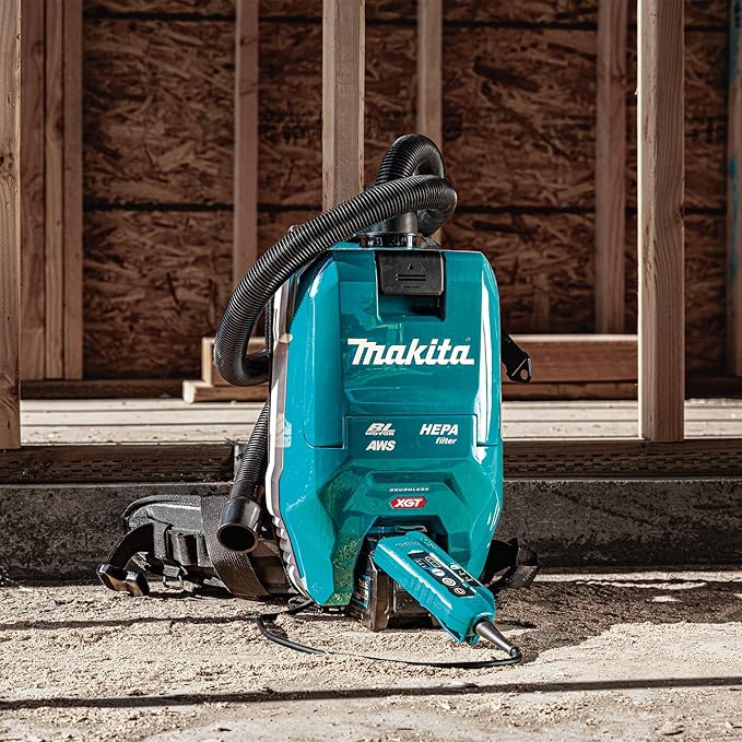 Makita VC009GZ01 Backpack Vacuum Cleaner 40 V max. with AWS (without Battery Without Charger) Petrol/Black