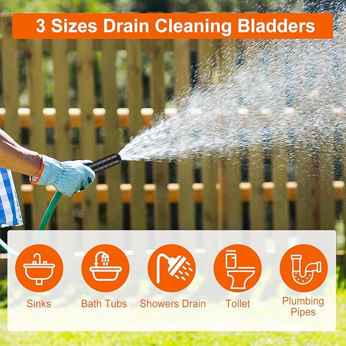 Tissting 3 Pcs Drain BladdersRubber Bladder Drain CleanersFits 1 to 6 Drain PipeUnclogs Stubborn Blockages in Bathroom Sinks Shower Drains Bathtubs Plumbing Pipes