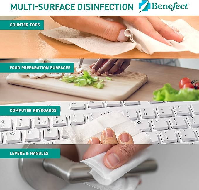 Benefect Botanical Disinfecting Wipes - (250 Wipe Count) Natural No Residue - Antibacterial Disinfectant Multi-Surface Cleaning and Sanitizing Wipes