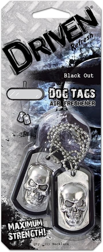 Driven by Refresh (88107) Dog Tags Novelty Black Out Air Freshener (Pack of 4)