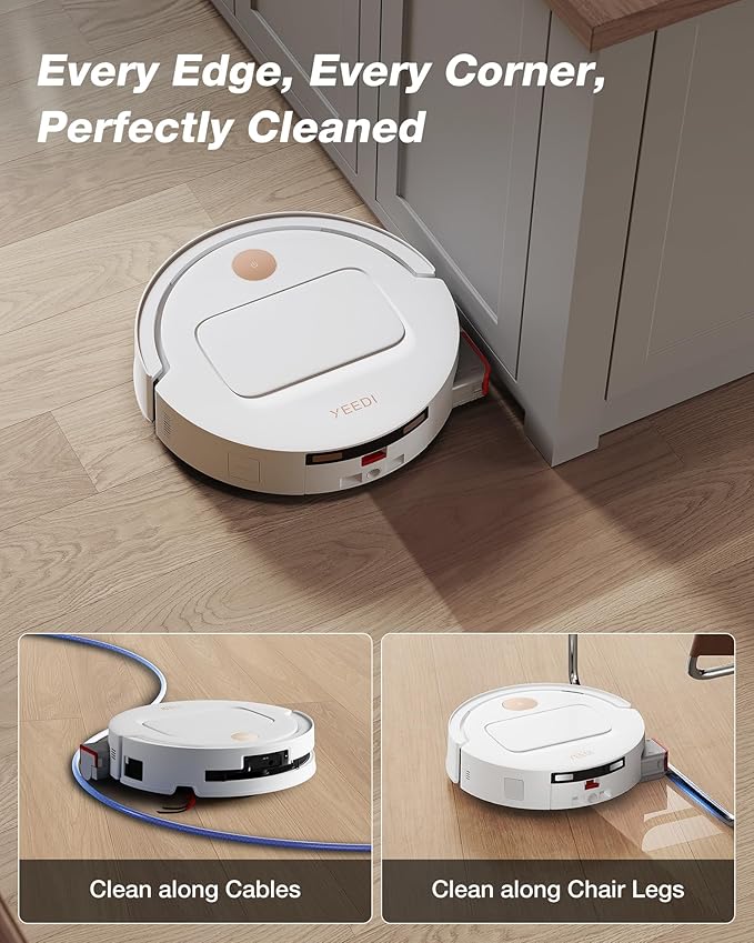 Yeedi M14 Plus Robot Vacuum and Mop with All-in-One Station 18000Pa OZMO Roller Instant Self-Washing Mopping 167℉ Hot Water Mop Washing &amp Self-Drying ZeroTangle 3.0 Self-Emptying White