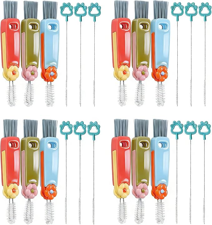 24pc 4 in 1 Cup Lid Gap Cleaning Brush Set with Straw Cleaner Brush Multifunctional Bottle Cleaning BrushCup Lid Gap CleanerHome Kitchen Crevice Brush Tools for Water CupThermos CupPacifier