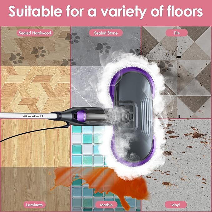 Scrub &amp Steam Mop with Rotating Mop Pads 4 Cleaning Modes &amp LED Headlights 6 Scrub Pads Large Tank Swivel Steering All-in-One Hard Floor Cleaner