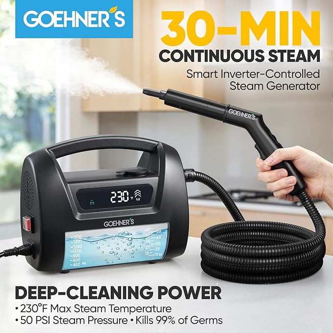 2026 Upgraded Handheld Steam Cleaner 230°F/3.5 Bar High-Pressure Portable Hand Held Steamer for Home &amp Car 30s Heat-Up Chemical-Free Deep Cleaning for Kitchen Bathroom Grout &amp Car Detaili