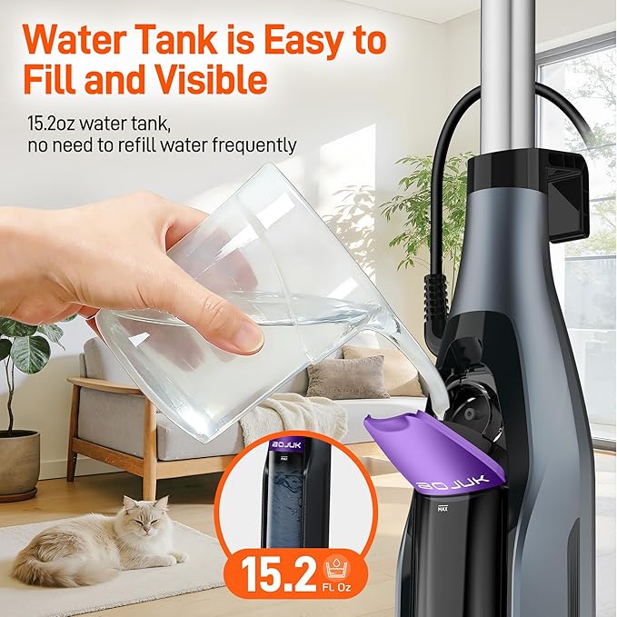 Scrub &amp Steam Mop with Rotating Mop Pads LED Headlights 6 Scrub Pads Large Tank Swivel Steering Effortless Scrubbing Hard Floor Cleaner Upgraded