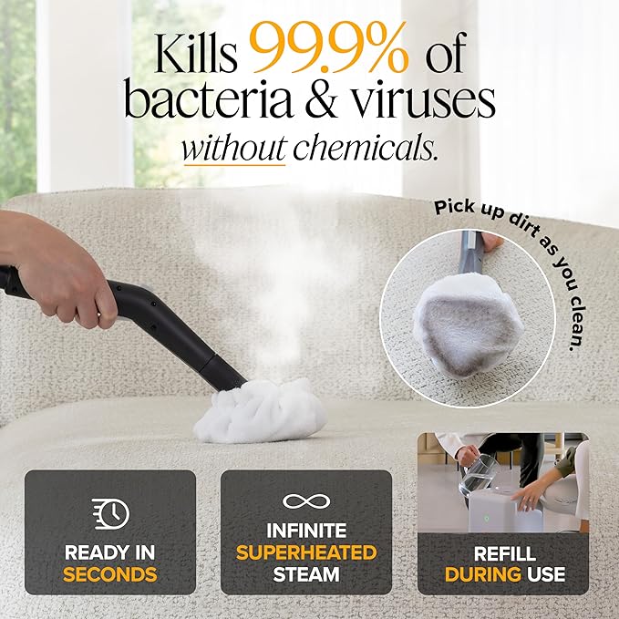 Dupray Neat Plus Steam Cleaner Multipurpose Steamer for Floors Grout &amp Upholstery Chemical-Free Cleaning Fast Heat-Up 40-Piece Accessory Kit