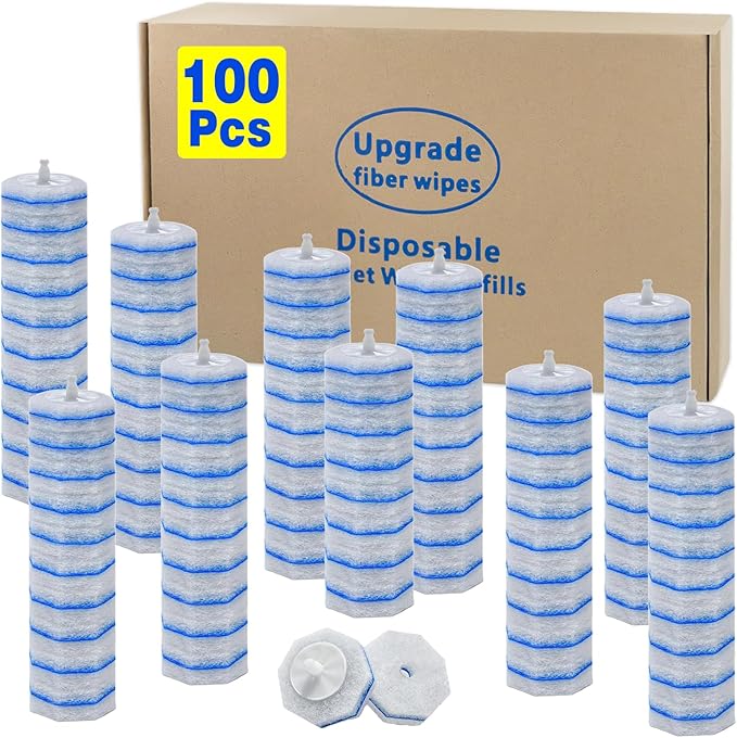 100 Count Toilet Wand Refills for Clorox Disposable Toilet Brush Compatible with Clorox ToiletWand Cleaning System Upgrade Fiber Bowl Cleaner Brush for Closestool Cleaning