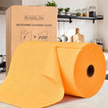 KitchLife Microfiber Cleaning Cloth Roll 100 Pack - Tear-Away Microfiber Paper Towels Lint-Free Reusable Washable for Kitchen Car Dishes and Sensitive Surfaces (Tangerine Yellow)