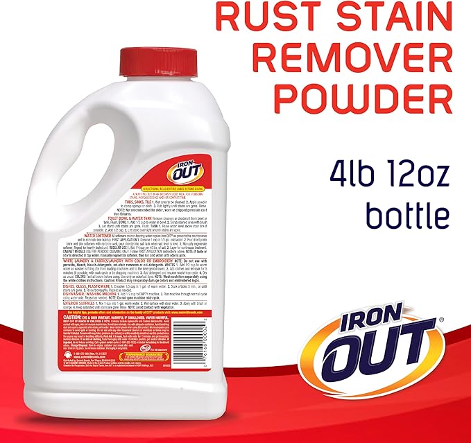 Iron OUT Rust Stain Remover Powder Remove Rust Stains In Bathrooms Kitchens Appliances Laundry And Outdoors 4.75 Pound Bottle