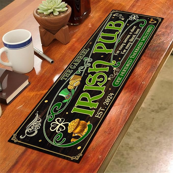THUYPT Personalized Irish Bar Mat St Patrick's Day Decorations Kitchen Counter Irish Bar Dish Drying Mat Patrick's Lucky Shamrock Quick Drying Spill Mats (05)