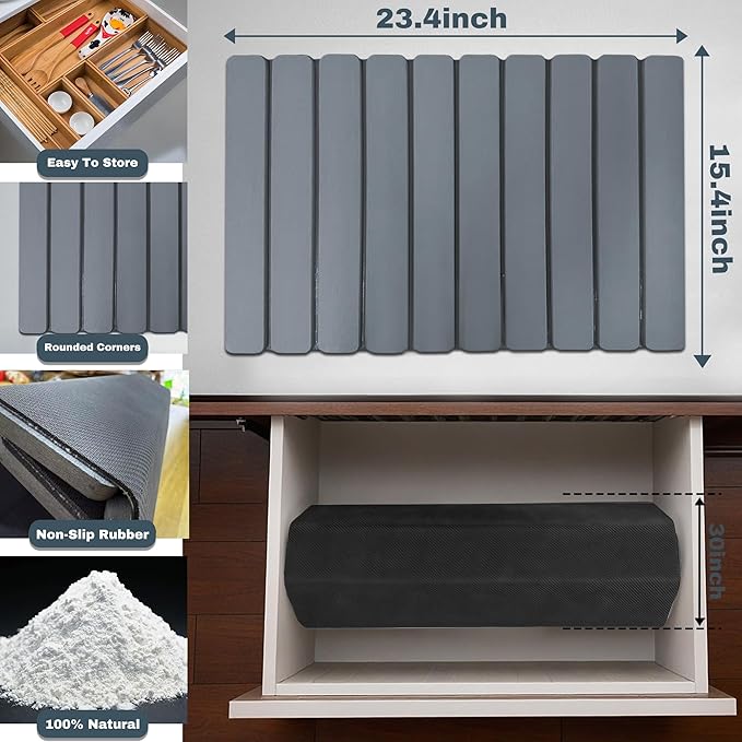 Large Stone Dish Drying Mats for Kitchen Counter  Quick Dry Absorbent Collapsible Dish Drying Mat With Rubber Sole 23.4”(L)x15.4”(W) Diatomaceous Earth Mats for Dishes Bottles Cups