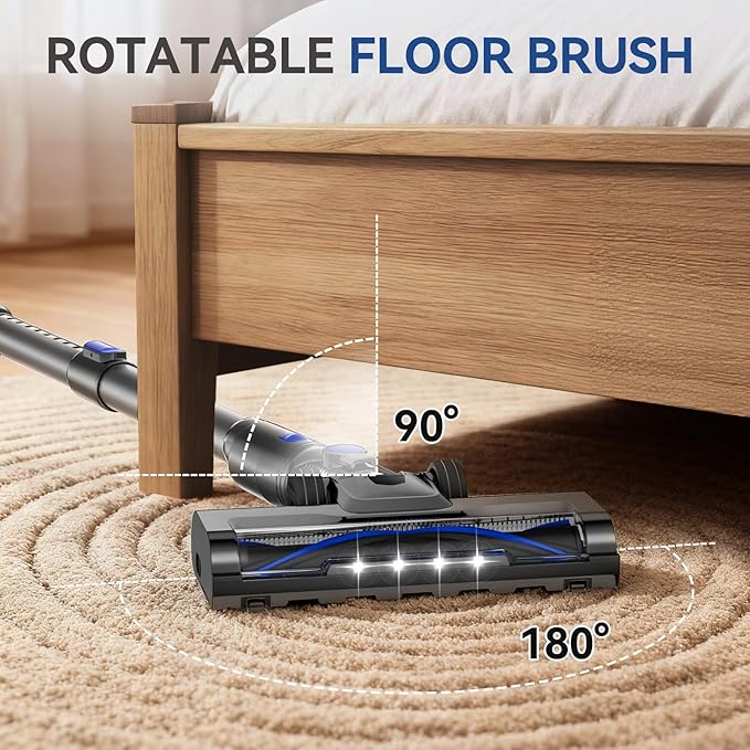 DUMOS Cordless Vacuum Cleaner Lightweight Stick Vacuum Cleaners for Home Powerful Suction &amp LED Lights Rechargeable Battery for Carpets Pet Hair Hardwood Floors