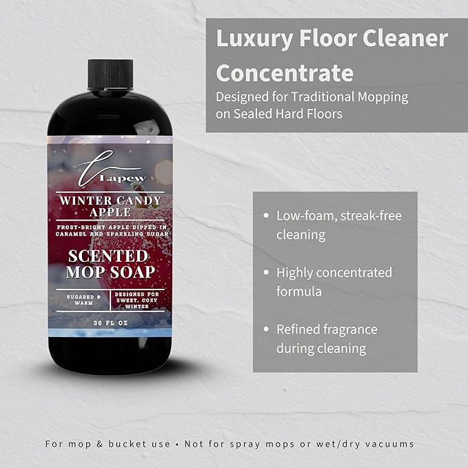 Lapew Winter Candy Apple Scented Mop Soap - Luxury Floor Cleaner Concentrate for Mopping Tile Laminate Vinyl &amp Hardwood | Streak-Free Low-Foam | 36 oz