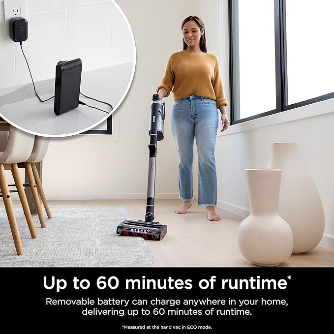 Shark Stratos Cordless Vacuum with Clean Sense IQ and Odor Neutralizer MultiFlex Wand Includes Crevice Tool &amp Anti-Allergen Brush Up To 60 Minute Runtime Ash Purple IZ862H