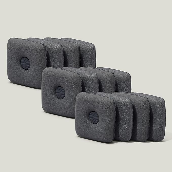 Ionic Non-Scratch Dish Sponges with Magnetized Holder Odor Resistant Synthetic Scrub Sponges 12 Pack Black
