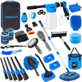 THINKWORK Car Wash Kit Car Detailing Kit with Foam Gun Car Wash Brush Mop and Large Folding Bucket Suitable for Car Cleaning Blue Car Wash Set Gift for Men and Women