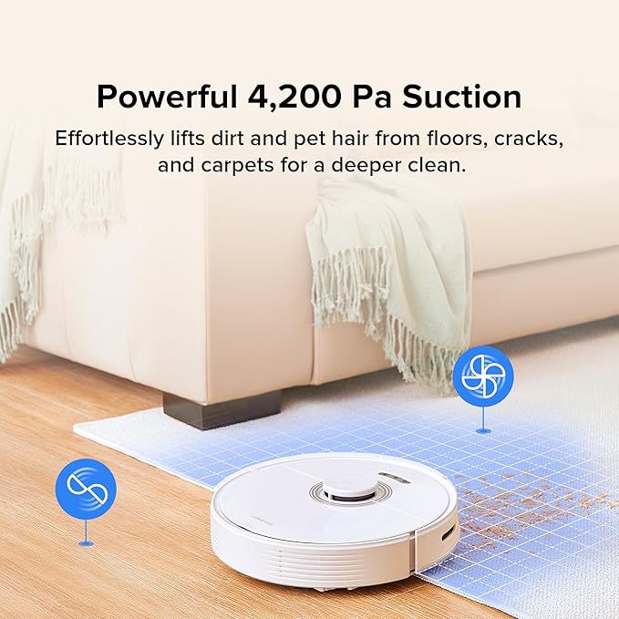 roborock Q7 Max+ Robot Vacuum and Mop with Auto-Empty Dock Pure Hands-Free Cleaning for up to 7 Weeks APP-Controlled Mopping 4200Pa Suction No-Mop&ampNo-Go Zones 180mins Runtime(Renewed)