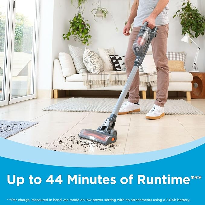 BLACK+DECKER POWERSERIES 20V MAX Cordless Stick Vacuum Cleaner Household Vacuum Cleaners for Hardwood Floors and Carpet LED Lights Detachable Anti-Tangle Lightweight Bagless (BHFEA18D1)