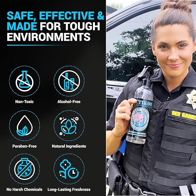 Odor Eliminator for Law Enforcement Gear (Combo Pack of 3 (16oz &amp 2oz Travel Bottle))