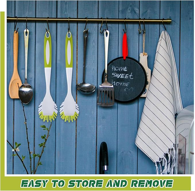 Hsei 20 Pcs Light Green Kitchen Scrub Dish Brush Bulk with 11 Inch Anti Slip Handle Cleaning Dish Scrubber with Stiff Bristles Washing Scrub Brushes for Housekeeping for Pots and Pans Kitchen Sink