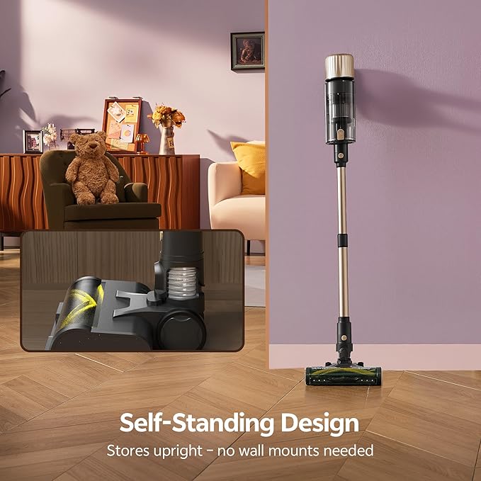 Ultenic Cordless Vacuum Cleaner 600W 60KPA 65Mins Vacuum Cleaners for Home Stick Vacuum Cordless with Touch Screen Self-Standing 180° Lay-Flat Anti-Tangle Brush for All Floors/Pet Hair/Carpets
