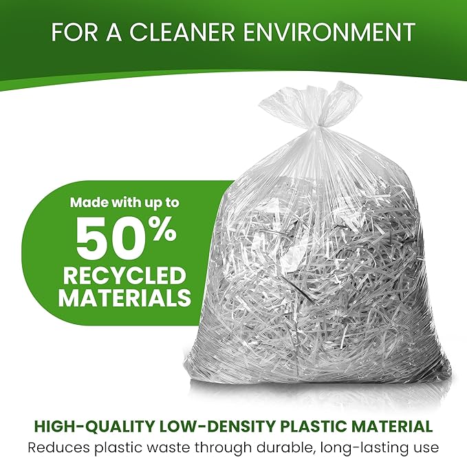 Betta 40-45 Gallon Clear Trash Bags 50 Count Box (40x46-inch) Commercial Heavy-Duty Garbage and Recycling Can Liners for 32-44 Gallon Round Cans 25-35 Gallon Slim and Square Cans