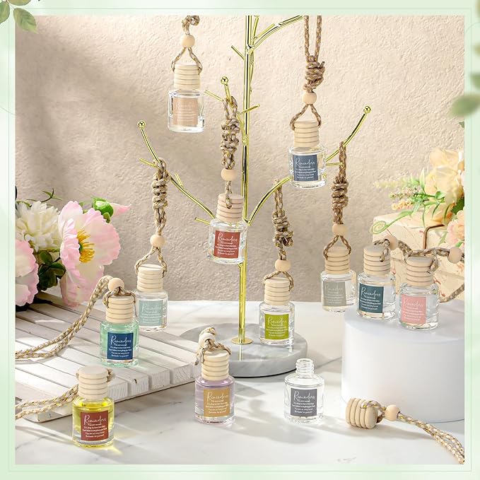 36 Pcs Employee Appreciation Gifts Bulk Empty Glass Essential Oil Diffuser Car Air Freshener Diffuser Hanging Ornament for Coworkers Office Staff