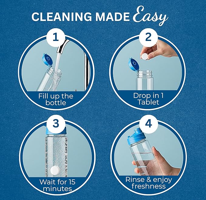 120 Pcs Water Bottle Cleaning Tablets Bottle Cleaning Tablets for Stainless Steel Water Bottles &amp Tumblers Bottle Cleaner tablets are ideal cleaner for all Water Bottles Removes Odor &amp Stai