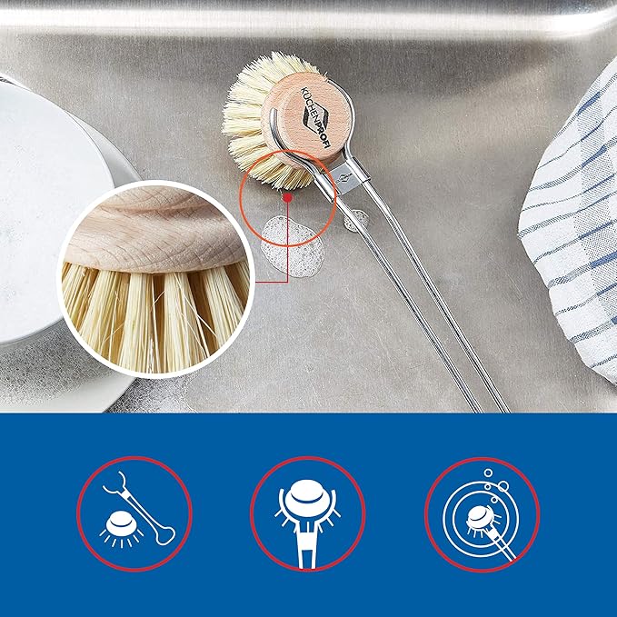 Kuchenprofi Classic Dishwashing Brush and 2-Pack Replacement Refill