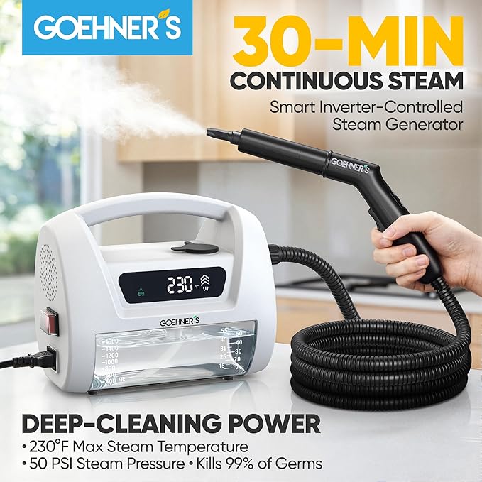 2026 Upgraded Handheld Steam Cleaner 230°F/3.5 Bar High-Pressure Portable Hand Held Steamer for Home &amp Car 30s Heat-Up Chemical-Free Deep Cleaning for Kitchen Bathroom Grout &amp Car Detaili