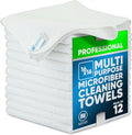 MW Pro Microfiber Cleaning Cloth | White (12 Pack) | Size 16 x 16 | All Purpose Microfiber Towels - Clean Dust Polish Scrub Absorbent