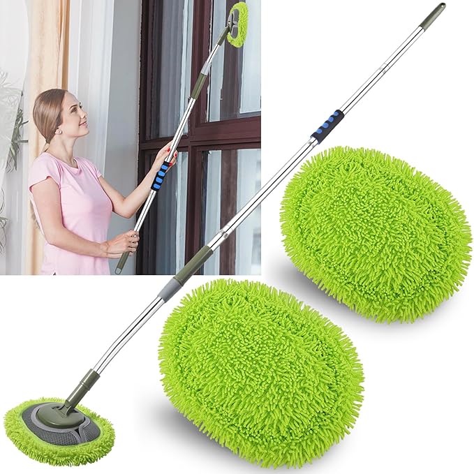 Wall Cleaner Wall Cleaner Mop Green Mop for Walls Max 66’’ Wall Mop with Long Handle Ceiling Dust Mop with 15°Labor-Saving Extension Pole Green Wall Cleaner with Long Handle Wall Washing Mop