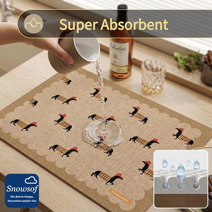 Dish Drying Mat - Absorbent Countertop Mat for Coffee Maker Expresso Machine Kitchen Use (0220''×32'')