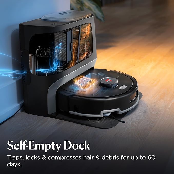 Bissell FlexClean Robot Vacuum &amp Mop with No Tangle Pet Brush Roll LiDAR Navigation &amp Liftable Pad for Pet Hair Removal on Hard Floors &amp Rugs HEPA Filtration and Self-Empty Base 4270