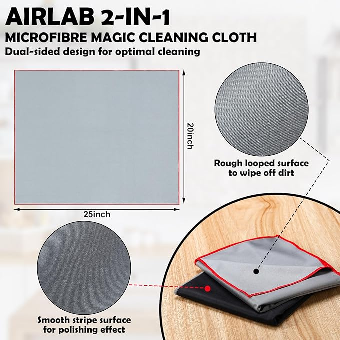 VitalCozy 6 Pcs Wine Glass Polishing Cloths Large Microfiber Cleaning Cloths 25 x 20 Inch Lintless Towels for Drying Wine Glasses Cleaning Window Stemware Dishes Glassware (12BlackGrey)