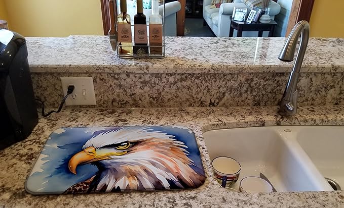 Caroline's Treasures DAC3207DDM Eagle Dish Drying Mat Absorbent Dish Drying Mat Pad for Kitchen Counter Dish Drainer Mat for Countertop 14 x 21 Multicolor