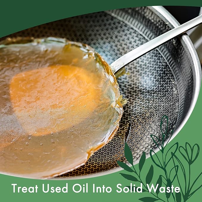 LaSyL Natural Cooking Oil Solidifier Powder Hard Up to 102 Cups of Fry Oil Away from Mess 100% Plant-Based Oil Hardener for Disposal Value Pack 12 Oz+24 Oz
