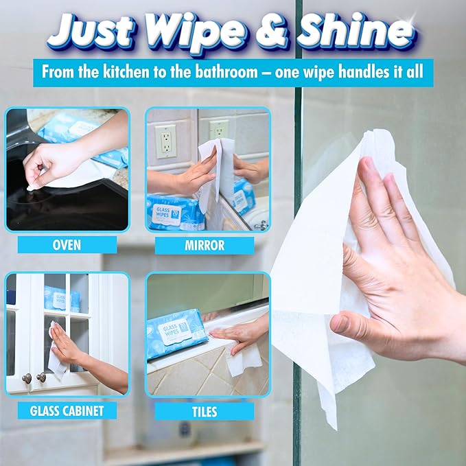 Air Jungles Bundle: Glass &amp Window Cleaner Wipes (70 Count) + 3-in-1 Leather Cleaner Wipes (70 Count) Extra Large 8 x 10