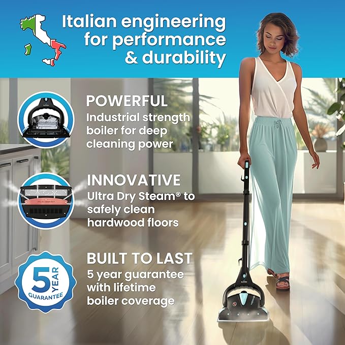 Euroflex Vapour Pro Steam Mop &amp All-in-One Steam Cleaner 20-Piece Set - Commercial Grade 295°F &amp 50 PSI - Good Housekeeping #1 Rated Kills 99.9% Bacteria &amp Viruses (H1N1) 5-Year Warranty