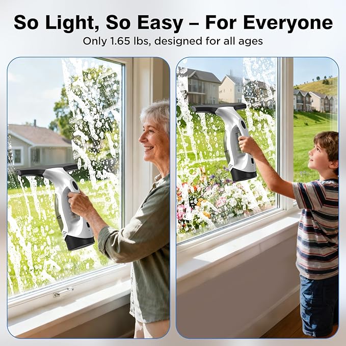 Window Vacuum Squeegee Cordless Electric Window Cleaner Tool with &amp Water Collection Tank Cleaning Kit Shower Squeegee for Glass Doors Windows Mirrors Car