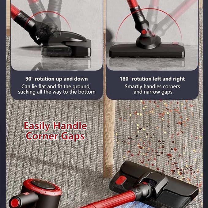 Lightweight Cordless Wet Dry Vacuum Cleaner Cordless 18Kpa 35mins Runtime Rechargeable Cordless Vaccuum All in One Stick Vaccum for Kitchen Bedroom Living RoomWhite