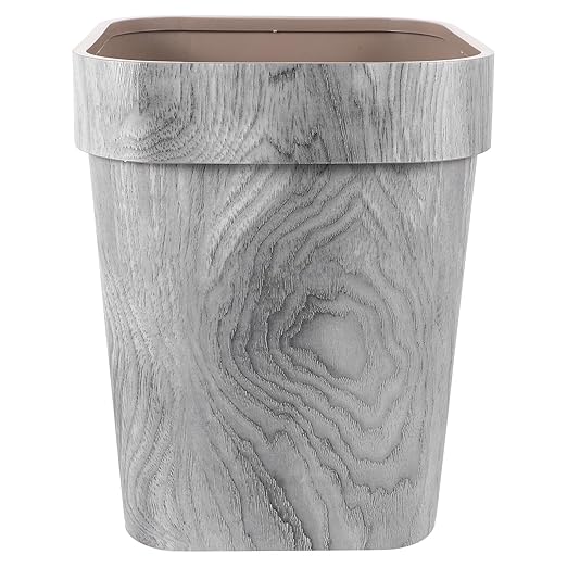Wood Grain Trash Can Container 14L Large Square Thickened Upgrade Solid Wood Living Room Garbage Bin Decorative Wastebasket for Bedroom and Kitchen Use