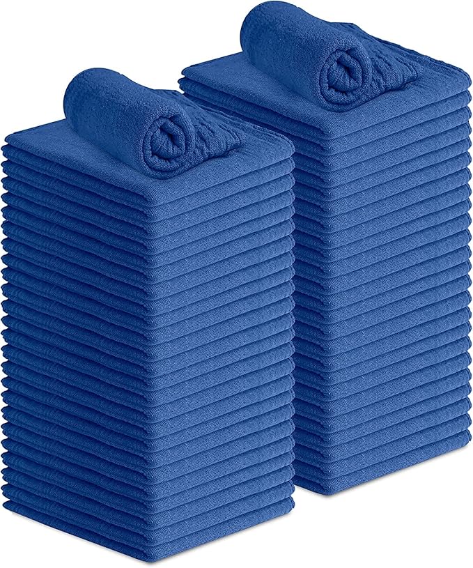 Avalon Towels Cotton Shop Rags – (Pack of 50) Size 12x14 Inches Cleaning Rags – Absorbent Shop Towels and Multipurpose Cleaning Towels for Automobiles Industries Garage and Homes (Blue)