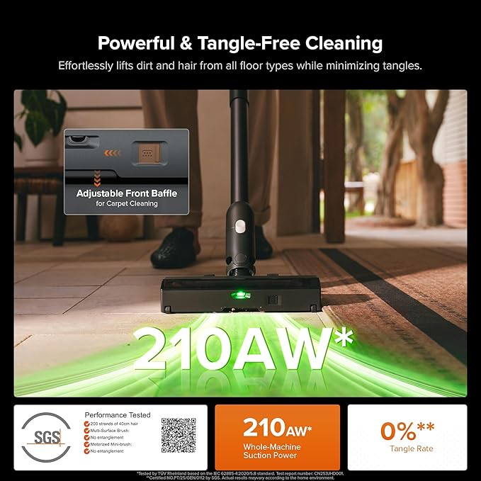 roborock H60 Hub Ultra Cordless Vacuum Cleaner with Auto-Empty Dock 210AW Suction Stick Vacuum Cleaners for Home and Pet Hair Rechargeable 90-Min Runtime Anti-Tangle Brush 140° LED Dust Detection