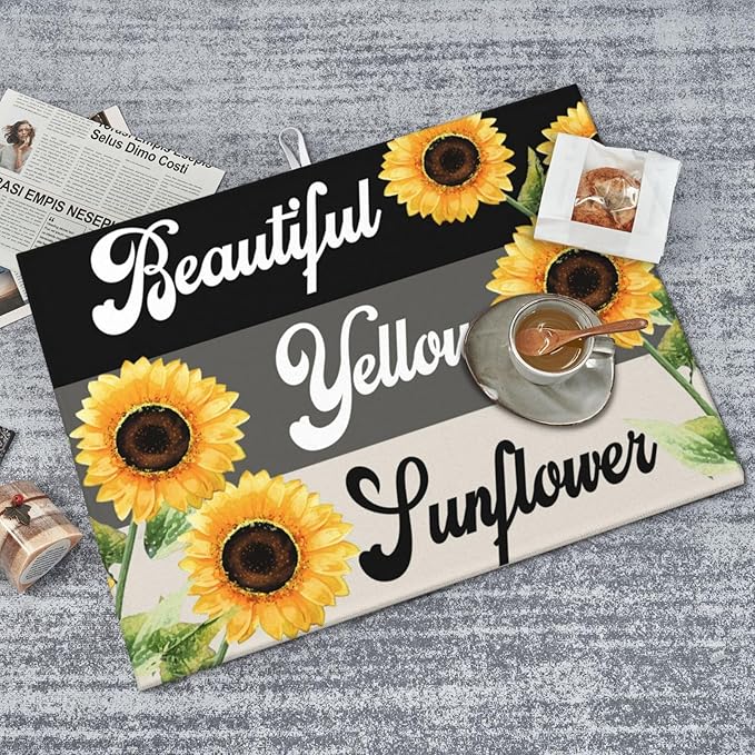 Sunflower Flower Dish Drying Mat 18x24 For Kitchen Counter Absorbent Microfiber Dishes Pad Dish Drainer Rack Mats Fast Dry Kitchen Accessories