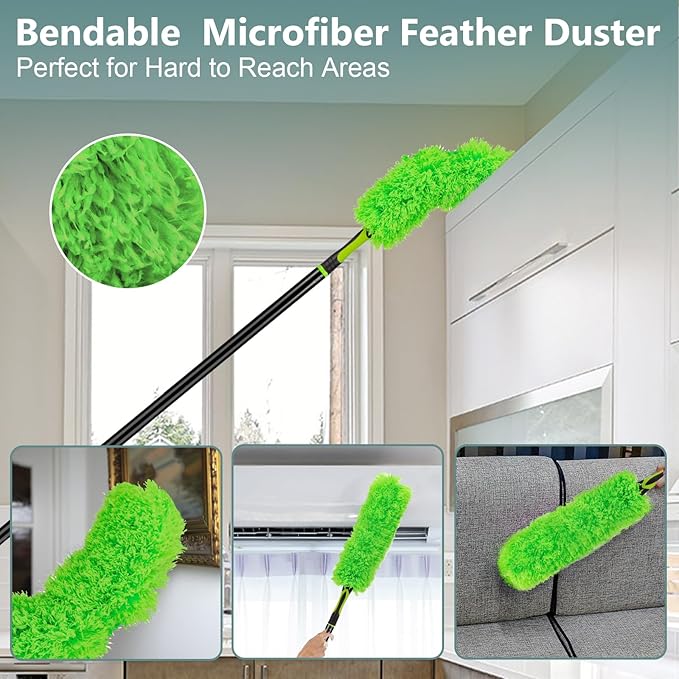 15 Foot Dusters for Cleaning Duster with Extension Pole 7-15ft Microfiber Feather Duster Used for Cleaning Ceiling Fan High Window Blinds Shutters Sofa Cobweb Duster for Home (14 PCS)