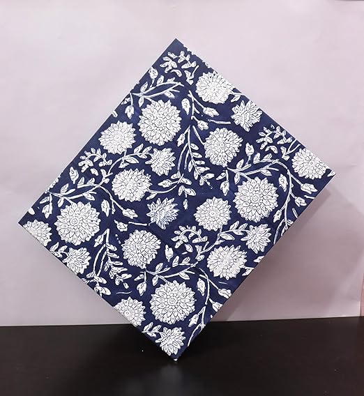 Hand Block Printed Cotton Wood Dustbin Floral Printed Paper Waste Basket/Trash Can Christmas Home Decorative tarsh can (Blue&ampWhite)